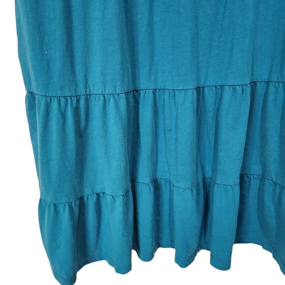 Time And Tru Blue Short Sleeve Pocket Casual Tiered Cotton Midi Shirt Dress XL - Picture 10 of 10